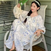 SUKAE Bavlnené nočné košele pre ženy Jesenné nové dámske dlhé šaty Módne elegantné nočné prádlo Štýlové pyžamá Casual Chic dievčenské šaty