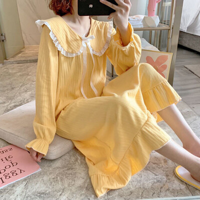 Moteriškos nėriniuotos pižamos XXL 6 spalvų naktinis marškinys moteriškas pavasarinis ilgomis rankovėmis Retro pavasario 2023 m. Mergaitės ilgas sijonas naktiniai marškiniai Didelio dydžio