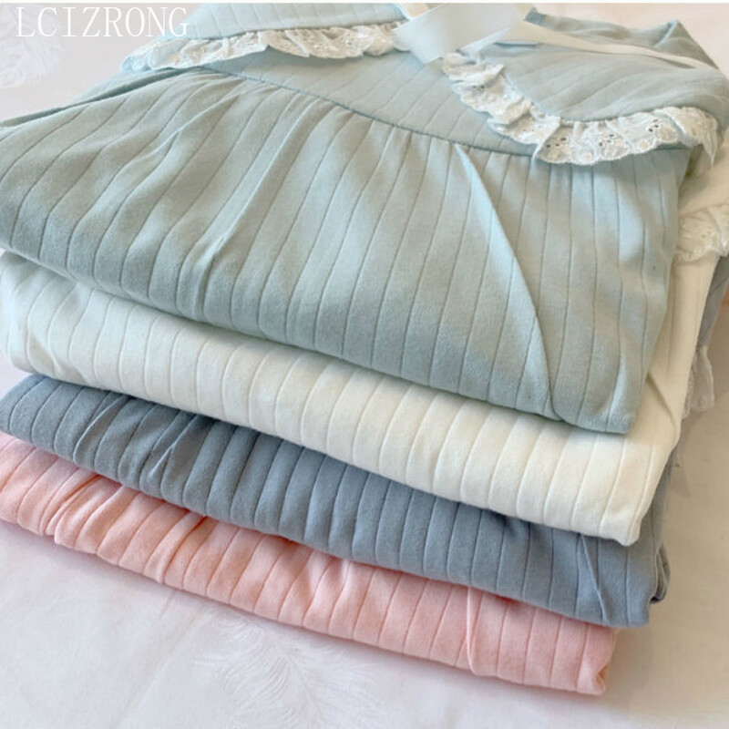 Moteriškos nėriniuotos pižamos XXL 6 spalvų naktinis marškinys moteriškas pavasarinis ilgomis rankovėmis Retro pavasario 2023 m. Mergaitės ilgas sijonas naktiniai marškiniai Didelio dydžio