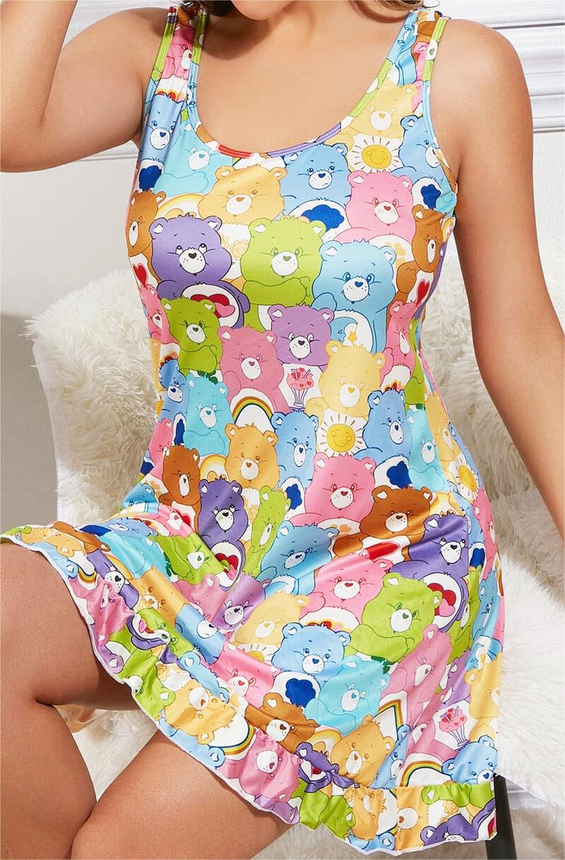 Γυναικείο καλοκαιρινό νυχτικό σέξι αμάνικο νυχτικό εσώρουχα φόρεμα πυζά νυχτικά νυχτικά με στάμπα κινουμένων σχεδίων νυχτερινό φόρεμα 2024