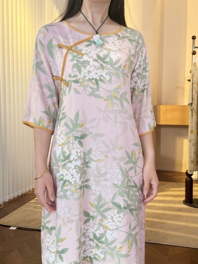 Félujjú hálóingek női nyomott pamut hálóingek Vintage vékony női hálóruha ruha otthoni viselet hálóing