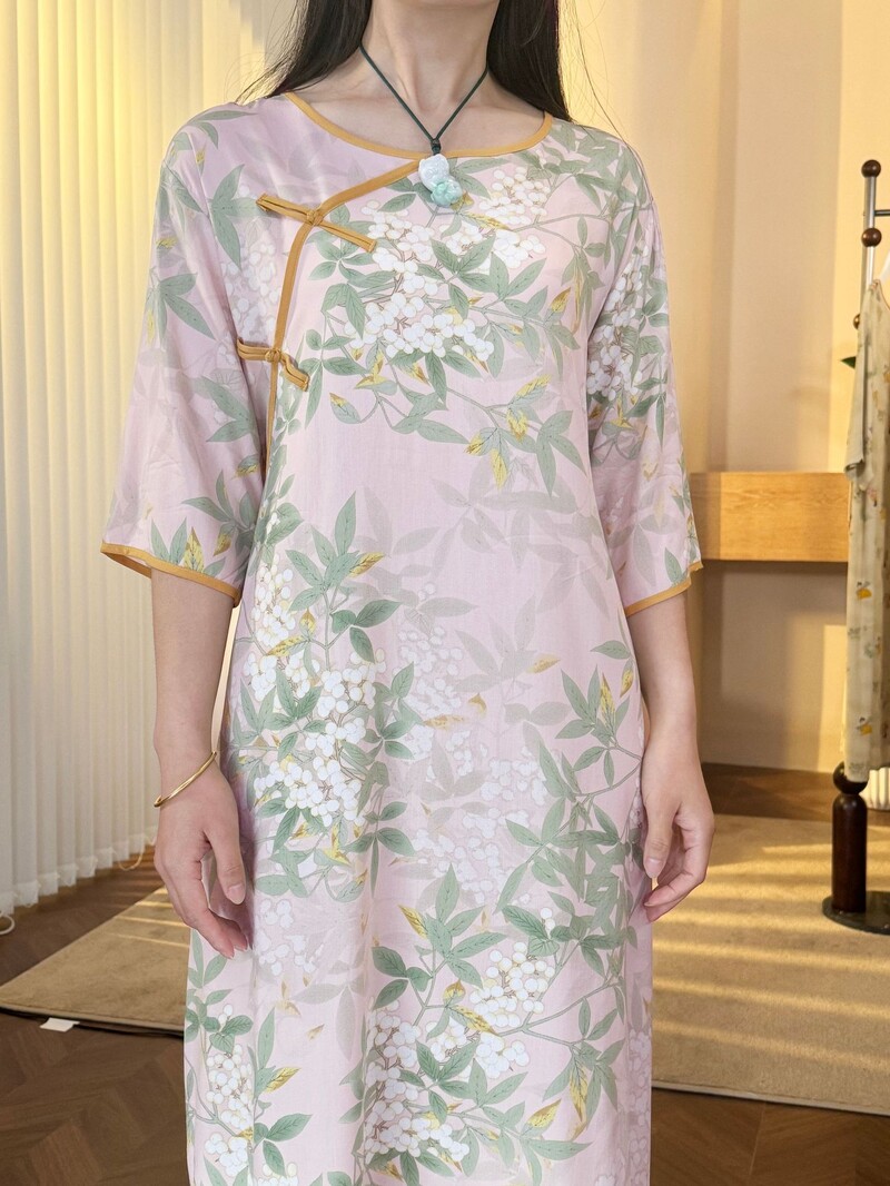 Félujjú hálóingek női nyomott pamut hálóingek Vintage vékony női hálóruha ruha otthoni viselet hálóing