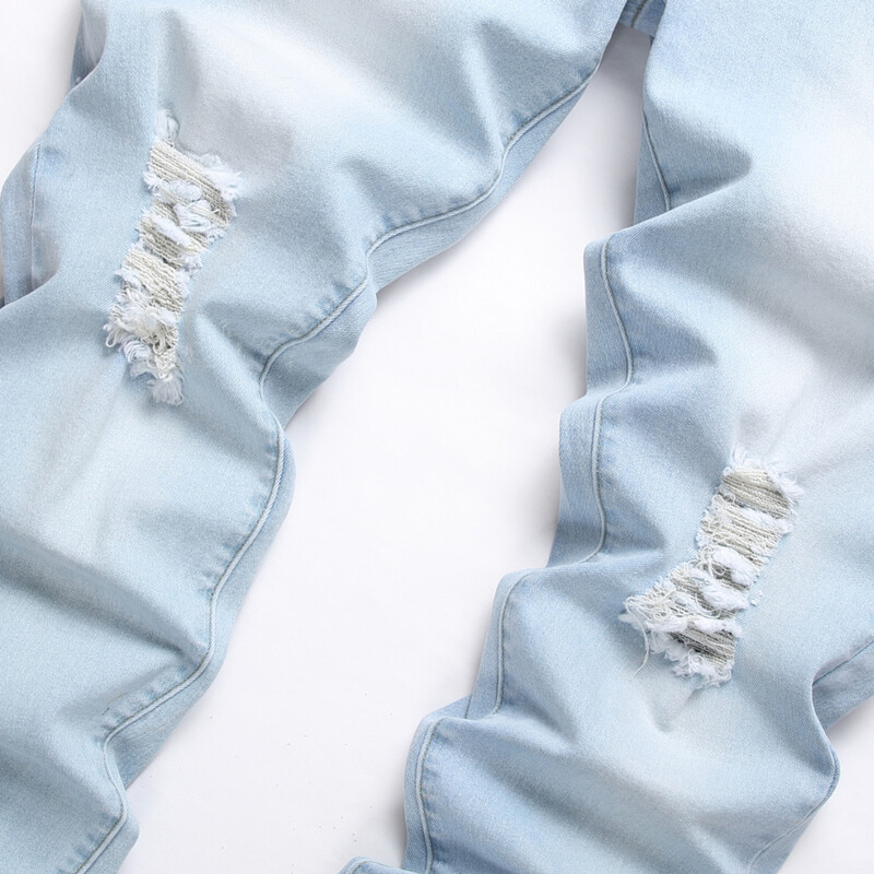 Plus Size 5XL 6XL Bărbați Jeans drepți Pantaloni rupti, stilați, stil stradă, stretch, subțiri, pantaloni din denim cu găuri