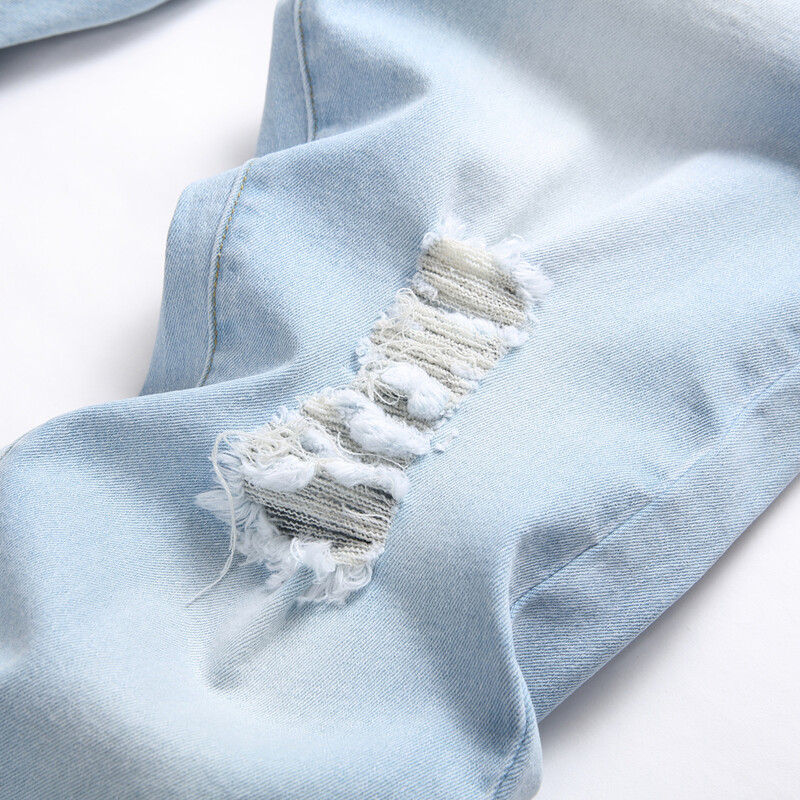 Plus Size 5XL 6XL Bărbați Jeans drepți Pantaloni rupti, stilați, stil stradă, stretch, subțiri, pantaloni din denim cu găuri