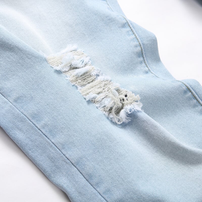 Plus Size 5XL 6XL Bărbați Jeans drepți Pantaloni rupti, stilați, stil stradă, stretch, subțiri, pantaloni din denim cu găuri