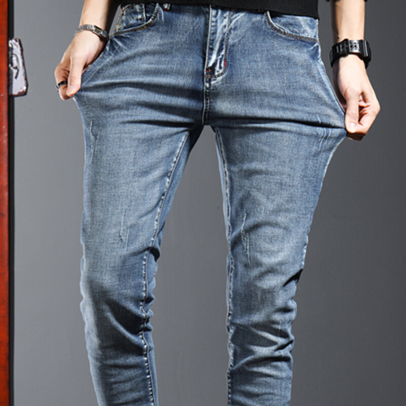 Új koreai farmer farmer karcsú divatos hétköznapi elasztikus férfi hosszú nadrág farmer férfi kis láb Trendi kiváló minőségű márka Dropship