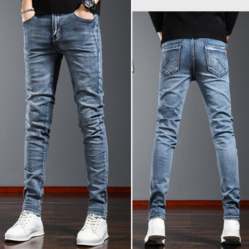 Új koreai farmer farmer karcsú divatos hétköznapi elasztikus férfi hosszú nadrág farmer férfi kis láb Trendi kiváló minőségű márka Dropship