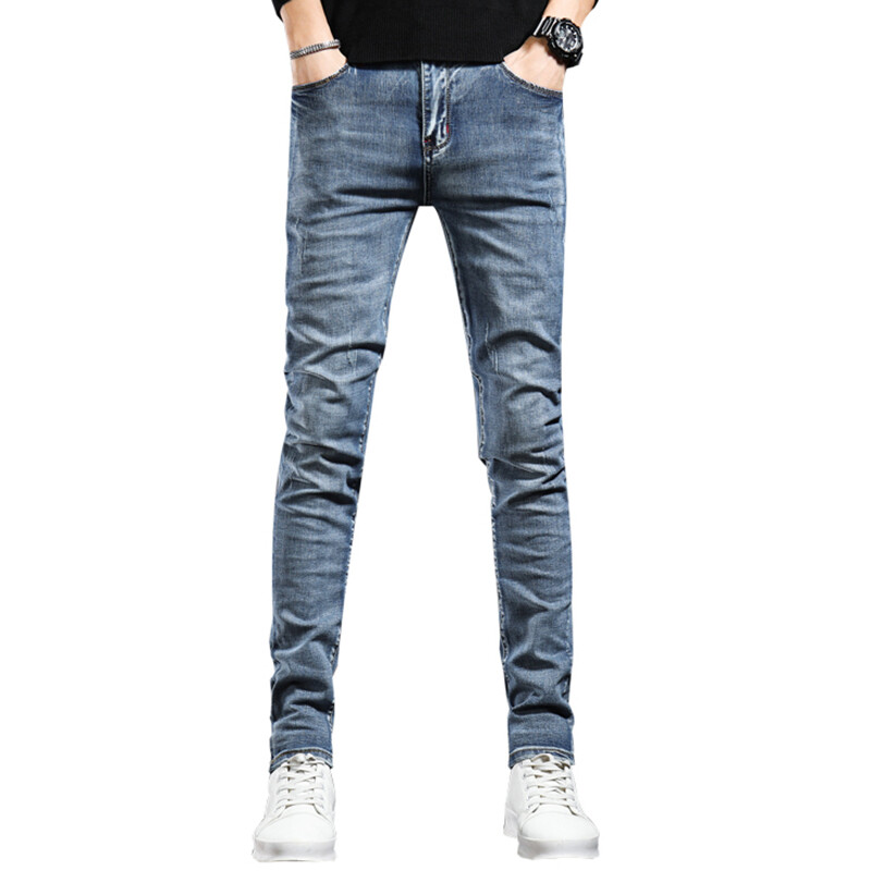 Új koreai farmer farmer karcsú divatos hétköznapi elasztikus férfi hosszú nadrág farmer férfi kis láb Trendi kiváló minőségű márka Dropship