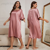 „Ice Silk“ laisvi naktiniai marškinėliai, dideli miegui skirti moteriški seksualūs namų drabužiai Nauji poilsio drabužiai „Sleepshirt Plus Szie 3Xl 4Xl 5Xl“