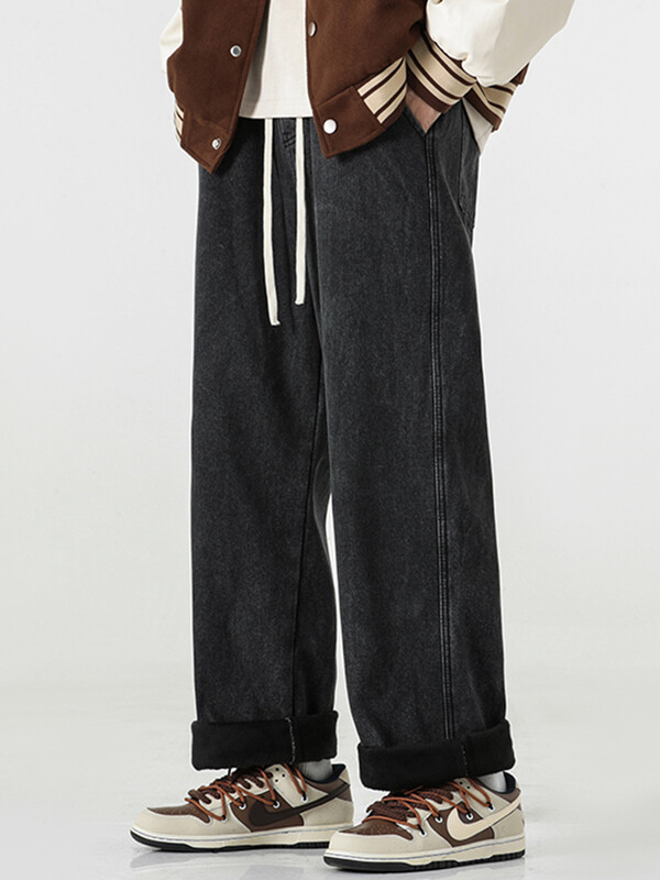 2024, pentru bărbați, toamnă iarnă, plus blugi casual din catifea, pantaloni de denim cu talie elastică pentru bărbați, pantaloni drepți, caldi, F532