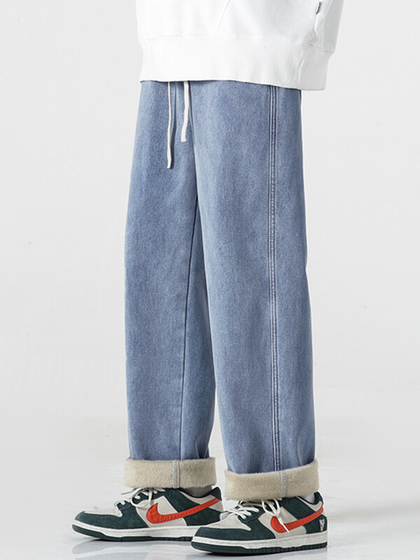 2024, pentru bărbați, toamnă iarnă, plus blugi casual din catifea, pantaloni de denim cu talie elastică pentru bărbați, pantaloni drepți, caldi, F532