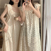 2024 m. Vasaros Nauji Austi Trench Žakardiniai Mieli laisvalaikio miegui rūbai Moteriški Japoniško stiliaus Sweet Wind Naktiniai marškinėliai