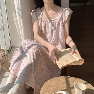 2024 m. Vasaros Nauji Austi Trench Žakardiniai Mieli laisvalaikio miegui rūbai Moteriški Japoniško stiliaus Sweet Wind Naktiniai marškinėliai