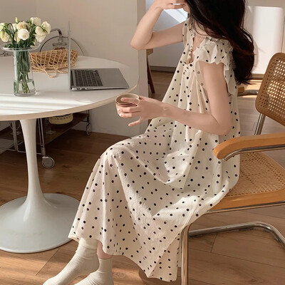 2024 m. Vasaros Nauji Austi Trench Žakardiniai Mieli laisvalaikio miegui rūbai Moteriški Japoniško stiliaus Sweet Wind Naktiniai marškinėliai