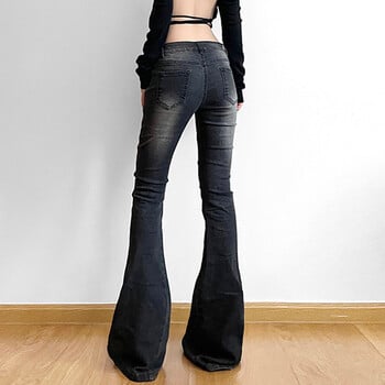 Rockmore Vintage Skinny Flare Jeans Παντελόνι Low Rise y2k Αισθητική μόδα Streetwear Τζιν παντελόνι γυναικείο Boot Cut Παντελόνι Grunge