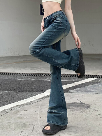 Rockmore Vintage Flare Jeans Χαμηλό ψηλό Γυναικείο Σέξι Fashion Washed Jean παντελόνι cyber Y2K Grunge Fairycore Τζιν παντελόνι Κορεάτικο 2023