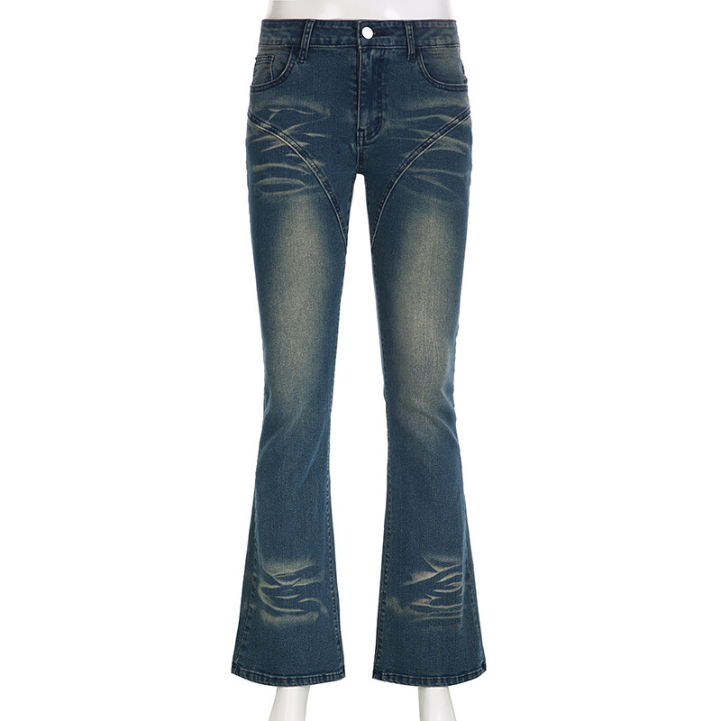 „Rockmore“ vintažiniai „flare“ džinsai, žemi moteriški, seksualūs, madingi, skalbti džinsai, elektroninės „Y2K“ grungės „Fairycore“ džinsinės kelnės, korėjietiškos 2023 m.