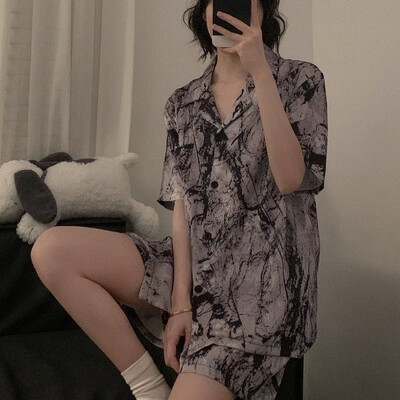 Komplet dvodijelnih pidžama s printom trešanja Ljetna pidžama s umjetnim mrljama Modna kućna odjeća Ženske ležerne kratke hlače i gornji dio pidžame