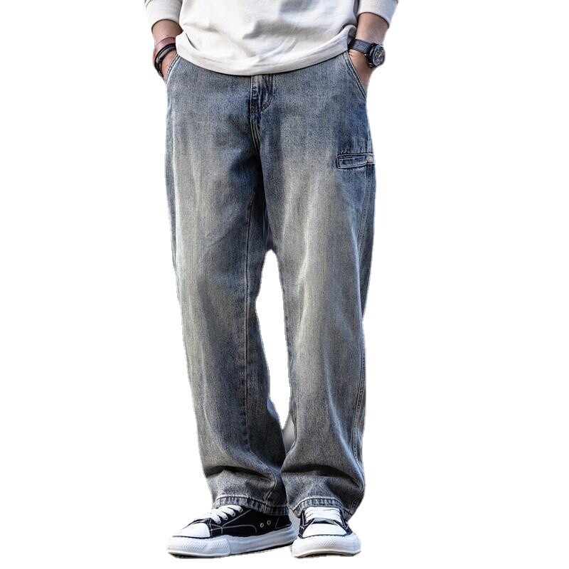 Kelnės Tiesios vyriškos kaubojiškos kelnės su kišenėmis Vyriški džinsai plačiomis kojomis plius dydžio rudeniniai drabužiai Y2k gatvės apranga Laisvalaikio retro baggy