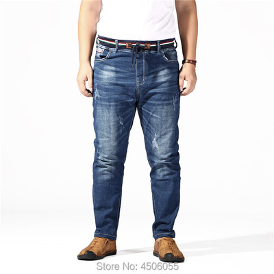 Didelio dydžio džinsai Vyriški 6XL 7XL 8XL 180KG Vasarinės kelnės Homme Stretch tiesios laisvos kelnės Džinsinės mėlynos plius prekės ženklo suplėšyti drabužiai