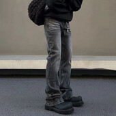 Blugi negri versatili, în stil american, pentru bărbați, cu picioare drepte, care slăbesc, cu elasticitate ridicată, cu micro-evazați, pantaloni curați, cu potrivire lejeră