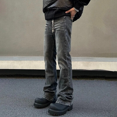 Blugi negri versatili, în stil american, pentru bărbați, cu picioare drepte, care slăbesc, cu elasticitate ridicată, cu micro-evazați, pantaloni curați, cu potrivire lejeră