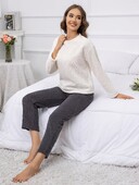 Női őszi és téli új stílusú kasmír otthoni viselet kétrészes hosszú ujjú nadrág vastag egyszínű egyszerű pizsama szett