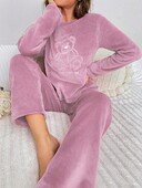 Rudens ir žiemos naujo stiliaus moteriškas mielas meškiukas storos ilgomis rankovėmis kelnės aksominės pižamos komplektas kasdieniai namų drabužiai