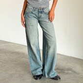 Trendy voľné strihy, rovné džínsy so širokými nohavicami, dámske estetické džínsy s nízkym pásom a dlhým strihom, strečové džínsy s dlhým strihom