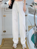 2024 de primăvară nouă femeie talie înaltă pantaloni largi din denim femei Y2k blugi lungi fete pantaloni alb pur pantaloni coreeni cu picioare largi