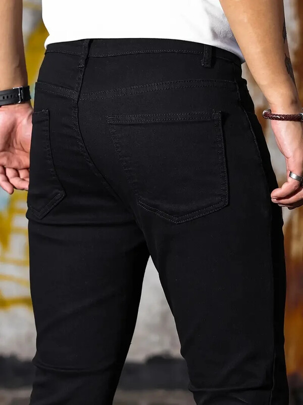 Pánske nohavice Retro umývanie zips Stretch džínsy Casual Slim Fit nohavice Pánske Plus Size Pencil Nohavice Denim Skinny džínsy pre mužov