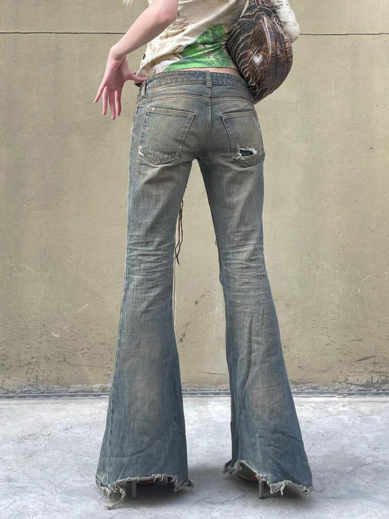 Rockmore Vintage Low Rise Flared Jeans Streetwear Φαρδύ τζιν παντελόνι Y2k Αισθητική γυναικεία ίσια παντελόνια Chic All Match Νέο
