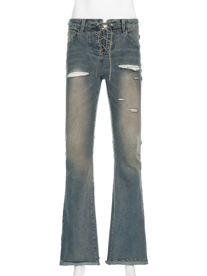 Rockmore Vintage Low Rise Flared Jeans Streetwear Φαρδύ τζιν παντελόνι Y2k Αισθητική γυναικεία ίσια παντελόνια Chic All Match Νέο