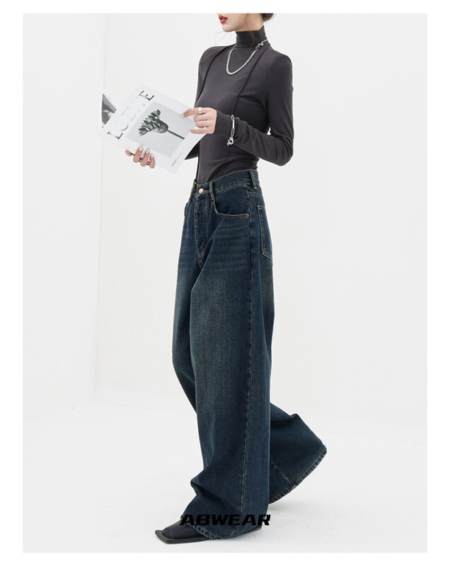 Retro széles lábú baggy farmer Y2k tavaszi nyár új laza vintage farmernadrág női egyenes nagy méretű nadrág Y2K utcai viselet