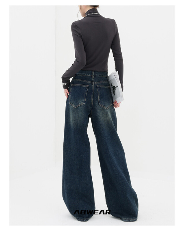 Retro széles lábú baggy farmer Y2k tavaszi nyár új laza vintage farmernadrág női egyenes nagy méretű nadrág Y2K utcai viselet