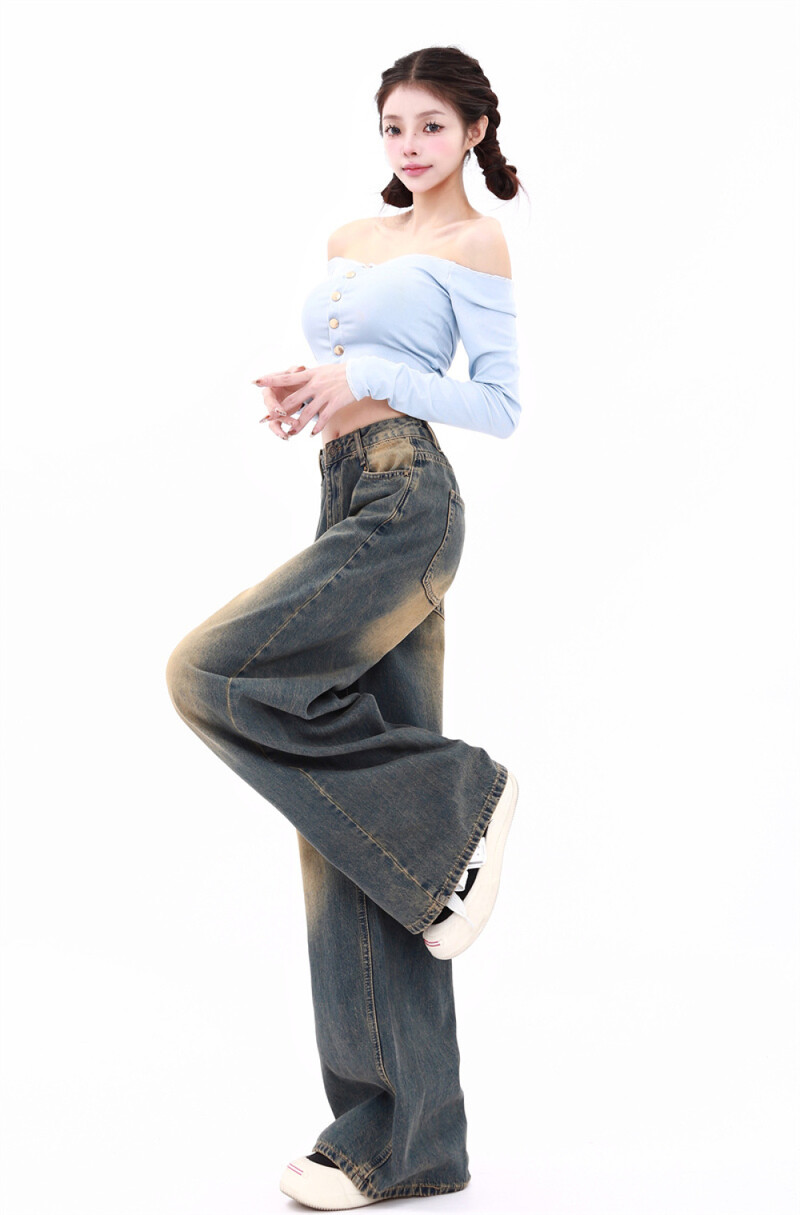 Klasické vintage baggy džínsy pre ženy, jeseň a zima, nové rovné, široké nohavice, ležérne nohavice, dámske Y2K streetwear, voľné džínsy