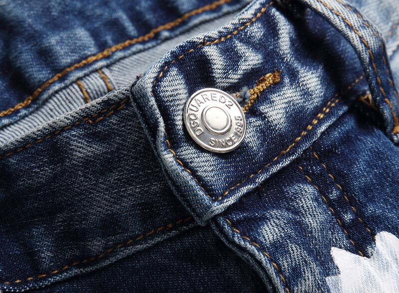 Επενδυμένα μπαλώματα ευρωπαϊκής και αμερικανικής μάρκας μόδας, τυχαία κεντήματα, σπασμένες τρύπες, ψηφιακή εκτύπωση, ελαστική μικρή ευθεία