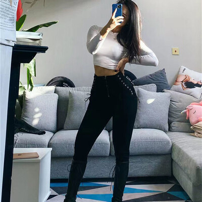 Női farmer Fekete szakadt farmer női 2023 magas derekú nadrág elasztikus farmer nadrág női divatos sztreccs ceruza nadrág 5XL