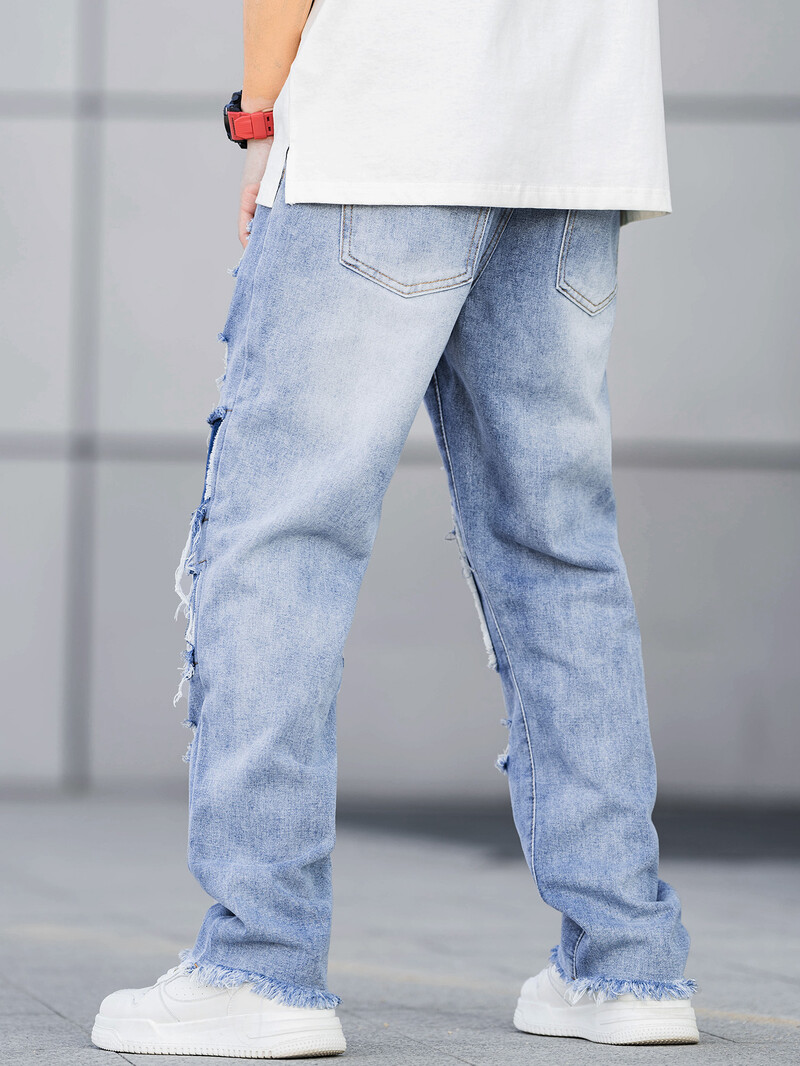 Vyriški lopyti suplyšę džinsai vyriški laisvi madingi džinsai mėlyni kelnaitės tamprūs džinsai vyriški 2024 m. madingi naujos mados džinsai