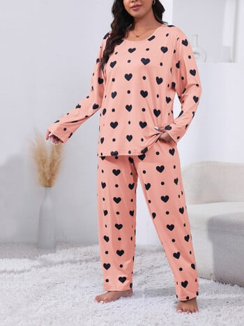 Γυναικεία Sleepwear Μακρυμάνικο Πουκάμισο και Παντελόνι Σετ & Lounge Φόρεμα Ποιότητας Καρδιά στάμπα και παντελόνι για γυναίκες Φθινοπωρινά πυζά