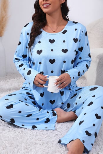 Γυναικεία Sleepwear Μακρυμάνικο Πουκάμισο και Παντελόνι Σετ & Lounge Φόρεμα Ποιότητας Καρδιά στάμπα και παντελόνι για γυναίκες Φθινοπωρινά πυζά