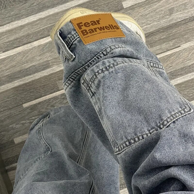 Hanbao americké štýlové nohavice pre mužov a ženy, vintage obojstranné džínsy, párové nohavice, streetwear móda