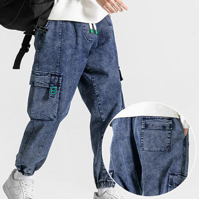 Design nagy férfi farmer nagy méretű bő, túlméretezett M-7XL 8XL tavaszi és őszi bokakötéses alkalmi kiváló minőségű farmer férfi nadrág