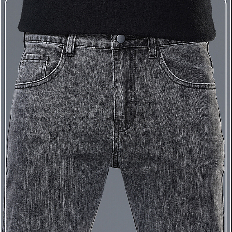 Blugi pentru bărbați noi de primăvară și vară, ediție coreeană simplificată, slim fit, cu picior drept, în formă versatilă, cu talie mijlocie, blugi pentru bărbați elastici