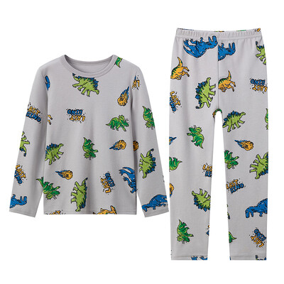 Jesensko-zimski dvodijelni pamučni set dinosaurusa s dugim rukavima za slobodno vrijeme i udoban komplet pidžama za dom