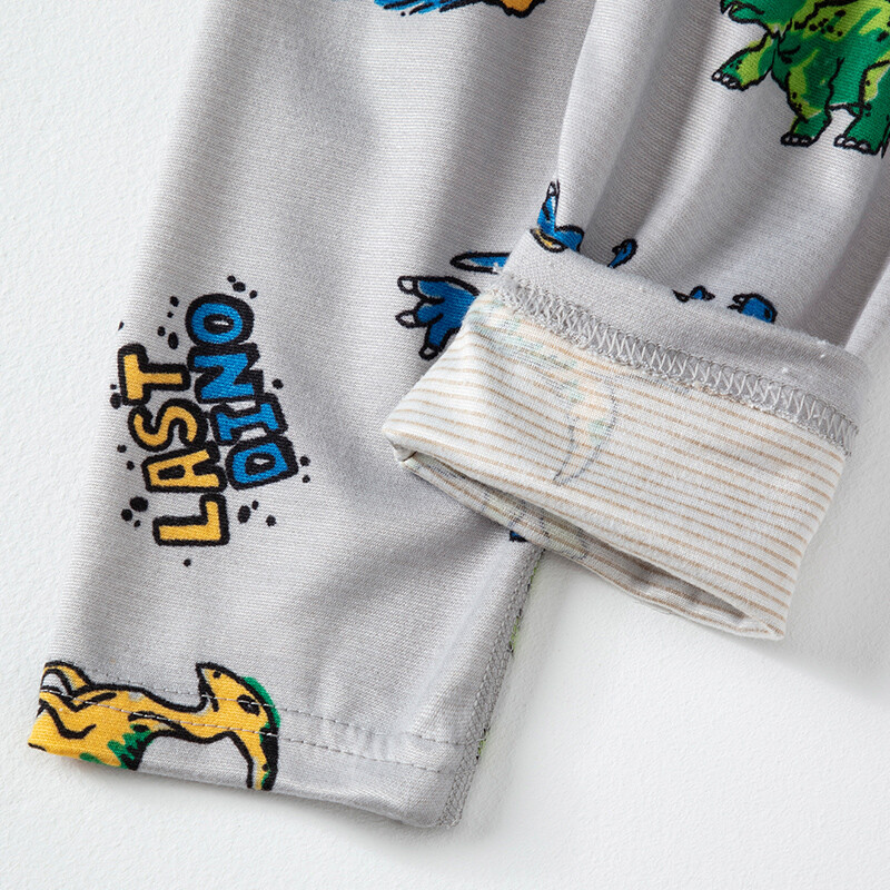 Jesensko-zimski dvodijelni pamučni set dinosaurusa s dugim rukavima za slobodno vrijeme i udoban komplet pidžama za dom