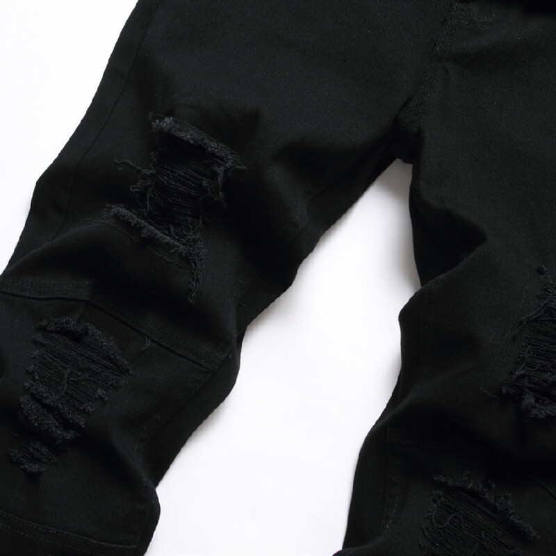 Plus Size 5XL 6XL Ανδρικά ταλαιπωρημένα Stretch Μαύρα τζιν παντελόνια Υψηλής ποιότητας Ανδρικά με τρύπες στο γόνατο Casual τζιν παντελόνι για ανδρικά