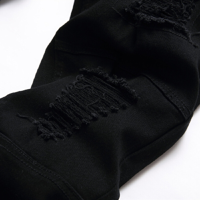 Plus Size 5XL 6XL Ανδρικά ταλαιπωρημένα Stretch Μαύρα τζιν παντελόνια Υψηλής ποιότητας Ανδρικά με τρύπες στο γόνατο Casual τζιν παντελόνι για ανδρικά