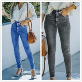 2022 m. nauji moteriški džinsai aukštu juosmeniu madingi ploni elastingi džinsiniai pieštukai kelnės Gatvės laisvalaikio kelnės S-2XL Drop Shipping