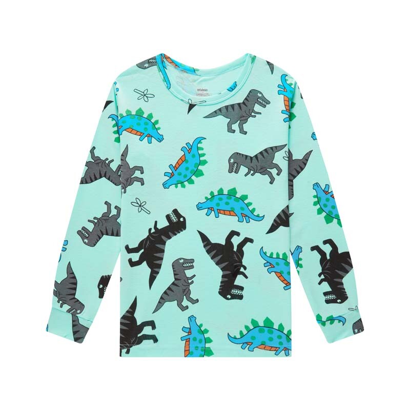 2PCS Пролет Есен Памучни щампи с динозаври с дълъг ръкав Карикатури на животни Момчета Деца Бебе Детски комплекти пижами Пижами за момичета 3-8T
